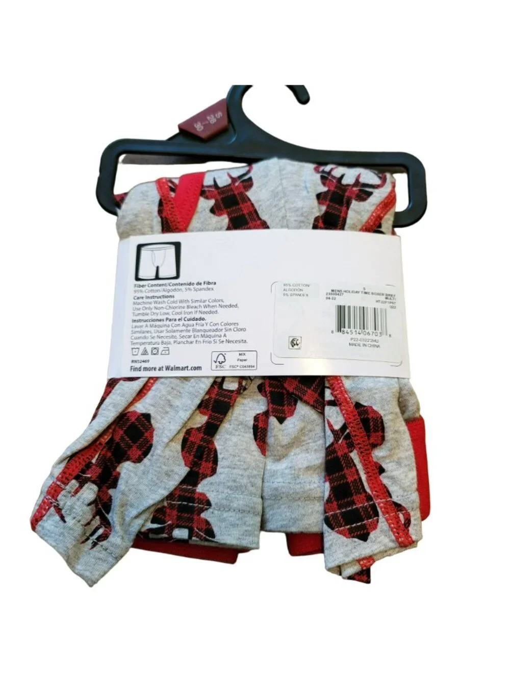 Men's Christmas Boxer Shorts Deer Grey Red Set of 2 Size Small 28-30 JJ3200